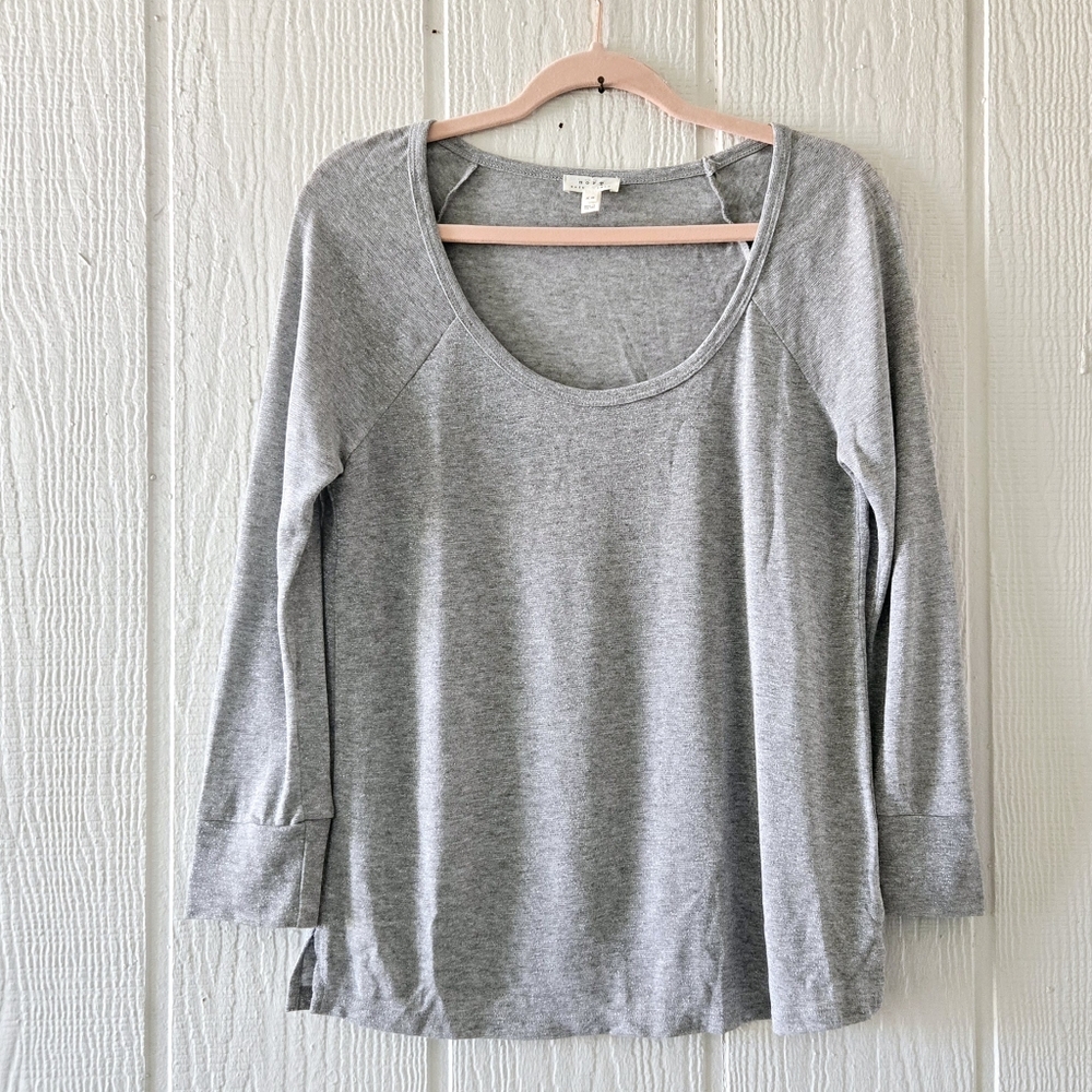 Soft Joie Silver Metallic Scoop Neck Longsleeve Lightweight Gray XS